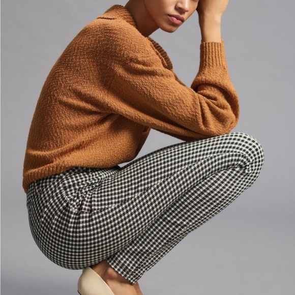 Maeve Anthropologie Black/White Gingham High-Rise Legging/Pant Stretch Nylon 4 - Picture 2 of 16